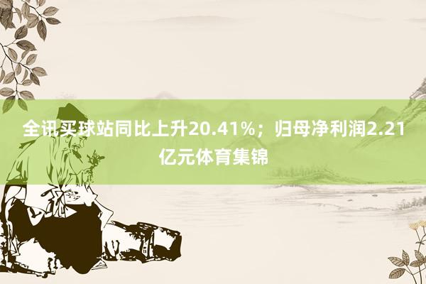 全讯买球站同比上升20.41%；归母净利润2.21亿元体育集锦