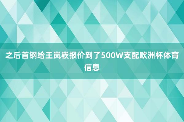 之后首钢给王岚嵚报价到了500W支配欧洲杯体育信息