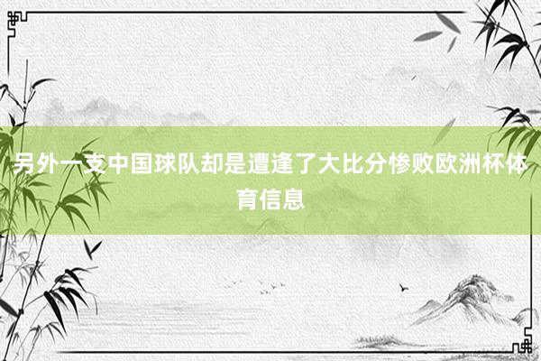 另外一支中国球队却是遭逢了大比分惨败欧洲杯体育信息