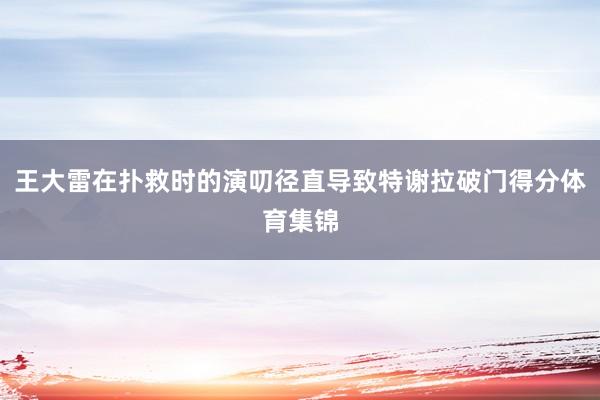 王大雷在扑救时的演叨径直导致特谢拉破门得分体育集锦